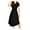 SR-Dot Black, variant on Women Short Sleeve Polka Dot Midi Casual Swing Pleated Empire Waist Dress with Pockets, 3XL Plain Black