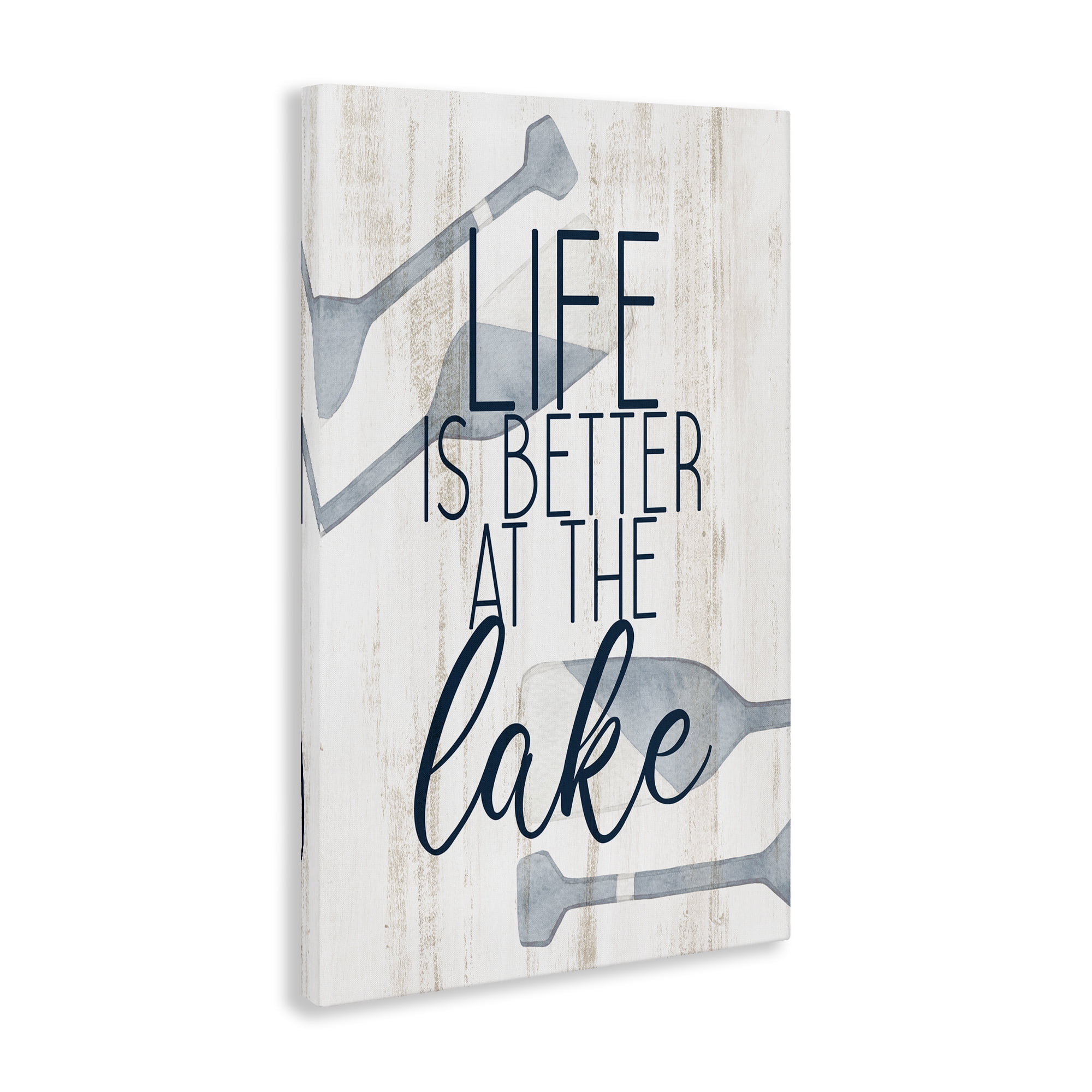 Stupell Industries Better at Lake with Oars Text & Numbers Painting Wrapped Canvas Art Print Wall Art, 20 x 30