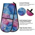 thumbnail image 2 of Yayeee Double Oven Mitt Kitchen Heat Resistant Baking 35" x7" Quilted Glove, Watercolor Blue Marble Pattern, 2 of 6