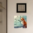 thumbnail image 3 of 16 Inch Wall Clock Battery Operated Square Clock Decorative for Office, Kitchen, Outdoor, Living Room，Fox and Snowflakes Flowers Multicolor, 3 of 4