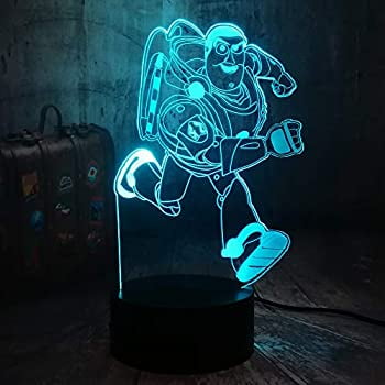 Toy Story Cool Running Buzz Lightyear Woody Friends 3D Optical Illusion Night Light Remote Control Deask Lamp Room Decor Boy Toys Kids Best Christmas Gifts(Running Buzz (The Best Optical Illusion Ever)