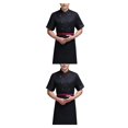 thumbnail image 2 of Cateissary Uniforme de Chef, delantal de cocina de verano de manga corta con bolsillos delanteros, camisas de costura cómodas para hombres para Type5 NO5, 2 of 6
