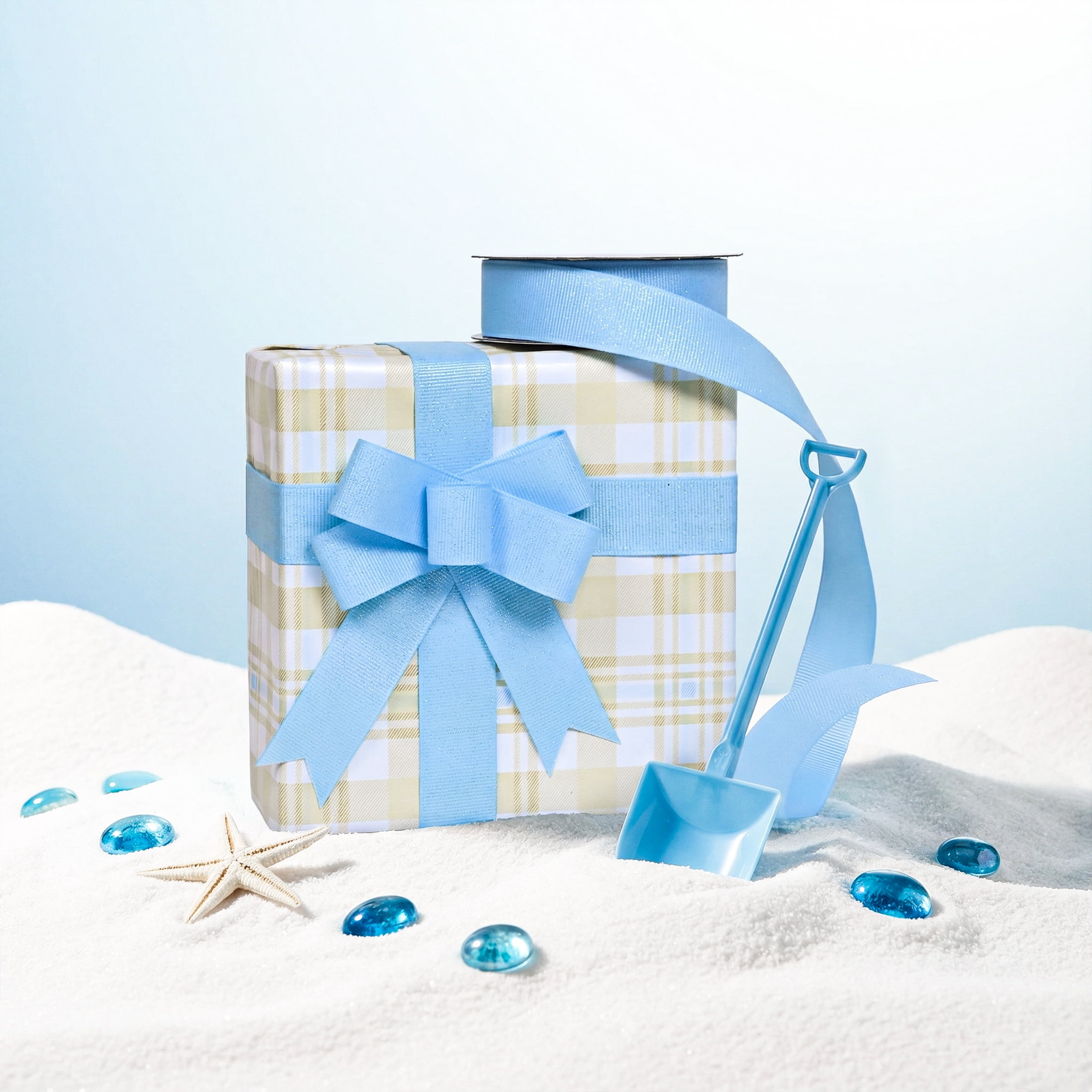 Hello Hobby 7/8" Sparkly Light Blue Grosgrain Ribbon, 3 yards