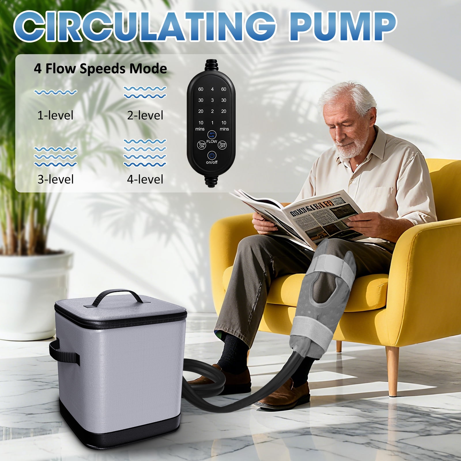 Ice Machine for Knee After Surgery, Cold Therapy Machine for Knee Replacement, Cold Therapy Machine with Programmable Timer Quiet Pump Compression Pad Apply to Arm, Ankle, Thigh