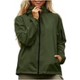 thumbnail image 5 of Ghalytn Women's Packable Hooded Rain Jacket with Arm Zipper Pocket, Waterproof Windproof Lightweight Travel Coat, 5 of 9