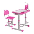 thumbnail image 5 of LVYUAN Kids Study Desk and Chair Set Height Adjustable Children School Study Drawing Desk Chair with LED Lamp, Tilt Desktop, Storage Drawer, Book Stand Pink, 5 of 18
