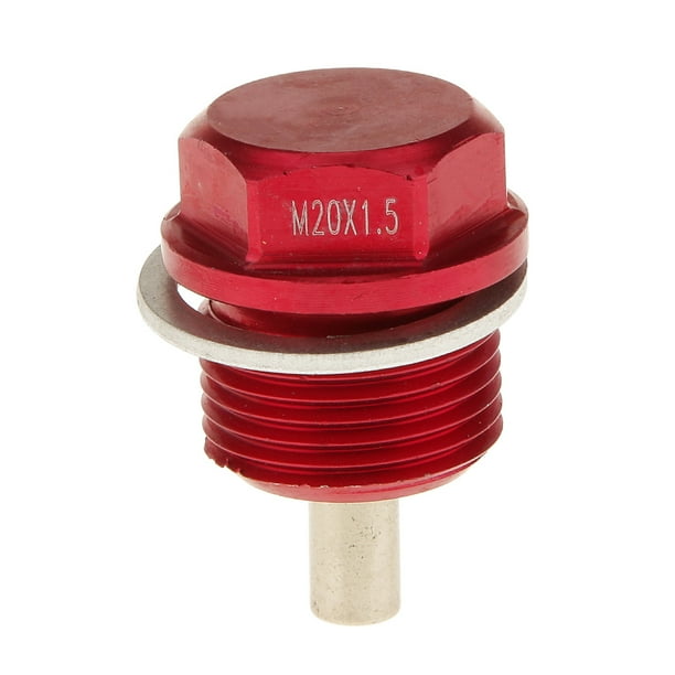 M20X1.5 Tapón de perno de drenaje de cárter de aceite de motor magnético anodizado se adapta a rojo Zulema Drenaje de aceite magnético del enchufe