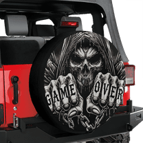 Lotusprinthandmade Funny Skull Spare Tire Cover With Backup Camera Hole, Skull Spare Tire Cover