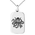 thumbnail image 1 of Stainless Steel Kraken Octopus Pirate Skull Engraved Small Rectangle Dog Tag Charm Pendant Necklace, 1 of 1