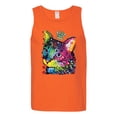 thumbnail image 2 of Wild Bobby Dean Russo Cat Wearing a Crown Thinking Cat Crowned Cat Lover Men Graphic Tank Top, Orange, Small, 2 of 5