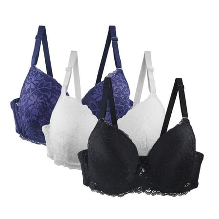 Baodmurt Bras Set for Women Lounge & Sleep Adaptive Lingerie  Underwear  Blue+White+Black 37E
