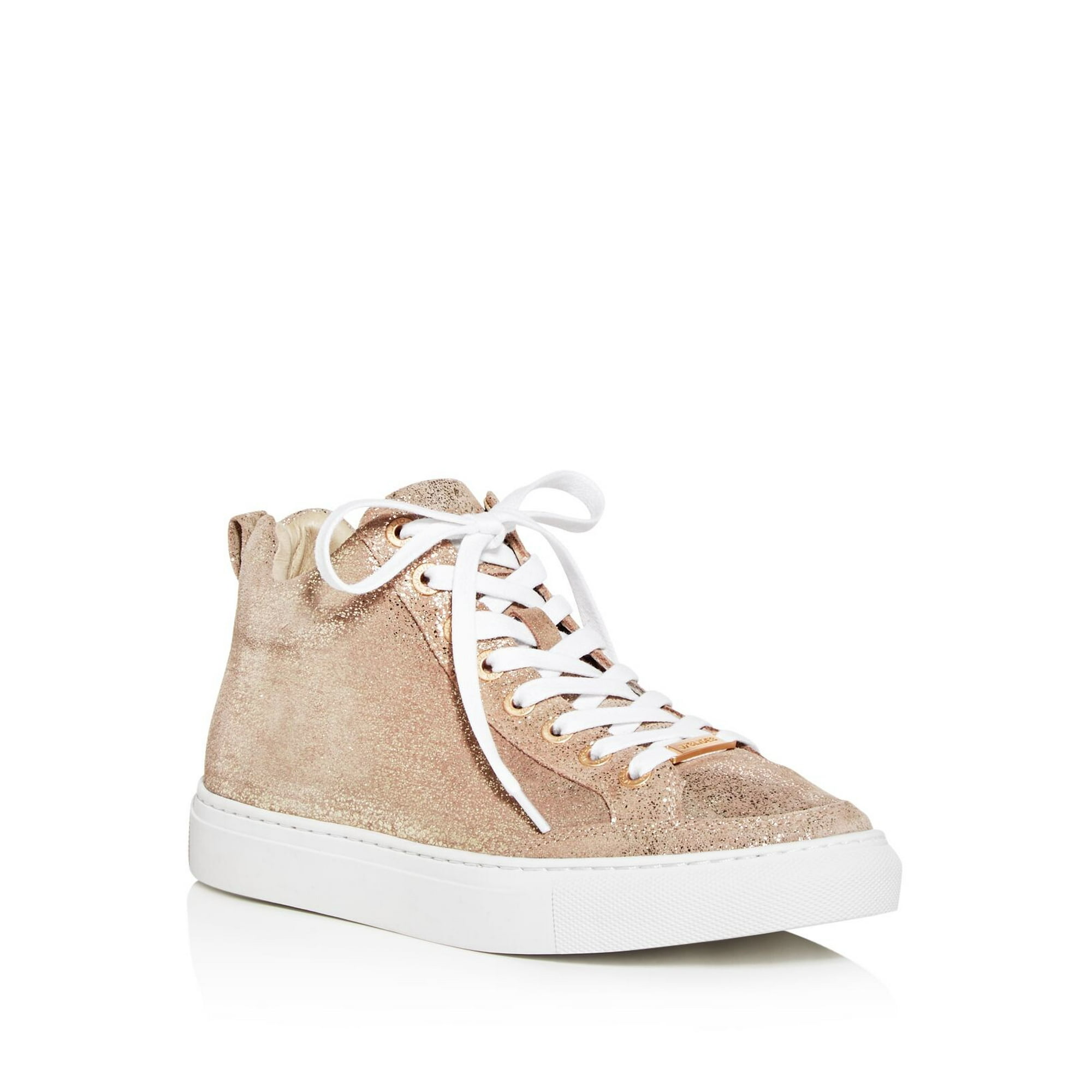 J SLIDES Womens Gold Glitter Lace Up Metallic Logo Plate Studded Padded Ludlow Round Toe Platform Zip Up Leather Sneakers Shoes 7 M Walmart