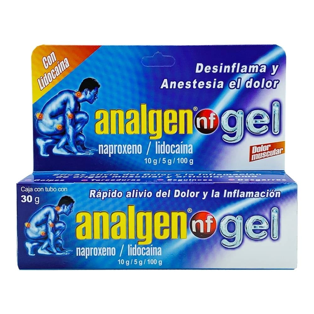 Gel Analgen NF Naproxeno 10 g, Lidocaína 5 g tubo 30 g | Walmart en línea
