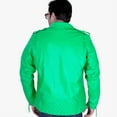 thumbnail image 2 of Mens Genuine Lambskin Neon Green Leather Jacket Quilted Stylish Jacket, 2 of 3