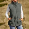 thumbnail image 2 of YDFCWXW Womens Stand Collar Sleeveless Vest, with Button Drawstring Waist Jackets Cotton Coat, Women Thermal Zip Up Winter Outerwear AG, XXL, 2 of 7
