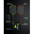 thumbnail image 4 of Badminton Racket Set of 4, Professional Carbon Fiber Badminton Rackets Badminton Racquet for Backyards Gym with 6 Shuttlecocks 4 Grip Tape and 1 Badminton Bag, Yellow Orange, 4 of 15