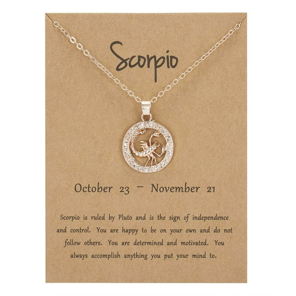 PVCS Twelve Constellation Pendant Elegant Gold Tone Chain Necklaces Letter Horoscope