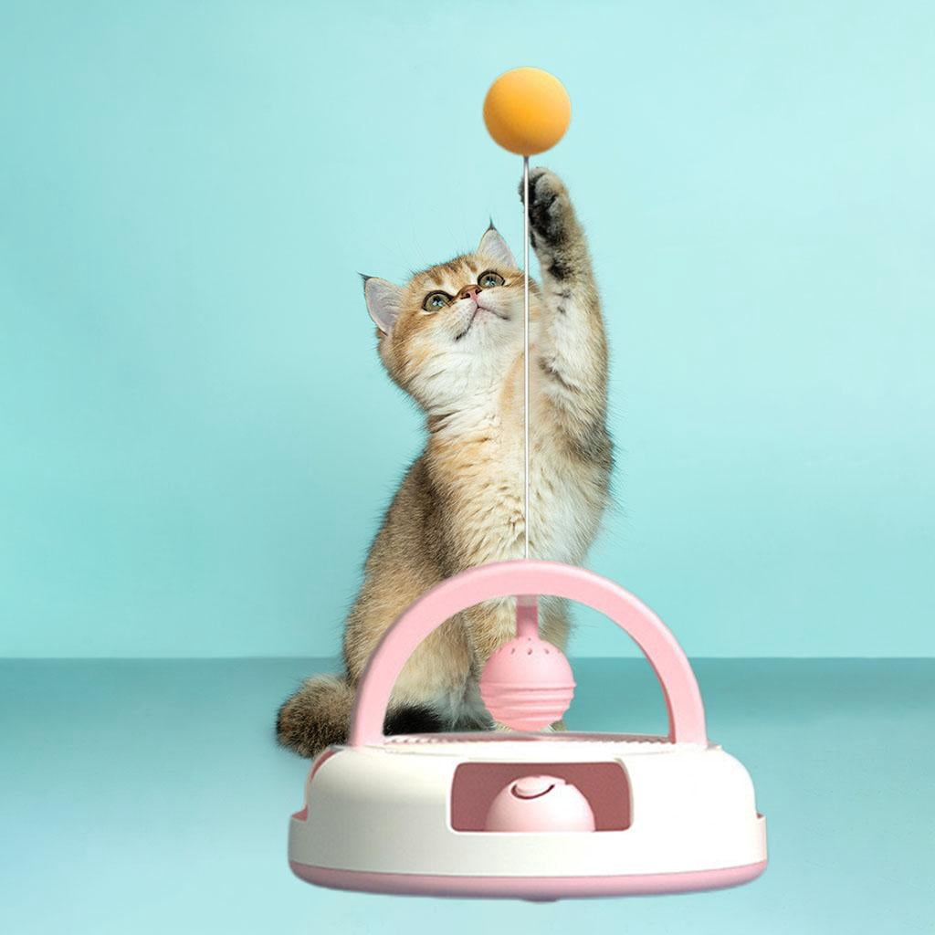EHJRE Interactive Cat Toy, Circle Track with 1 Moving Ball Cat Turntable Toy, Non-Slip Detachable Cat Toy Suitable for All Cats - Pink