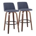 thumbnail image 5 of Carson Carrington  Vallberga 30" Fixed-Height Bar Stool with Walnut Wood Base (Set of 2) Grey Faux Leather/Round Black Footrest Black Finish, Walnut, 5 of 5