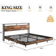 thumbnail image 3 of VanAcc King Float Bed Frame with LED Lights and Charger, RGB Smart Storage Headboard, Platform Bed with USB Charger & Cord, RusticBrown, 3 of 8
