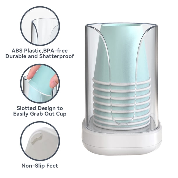 WhiteRhino 2 packs Plastic 3 oz Disposable Paper Cup Holder, Bathroom Cup Holder Dispenser for Vanity Countertop