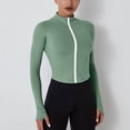 thumbnail image 4 of AherBiu Hauts d'Entraînement pour Femmes à Manches Longues avec Fermeture Éclair, Col Montant, Extensibles, Compression, Haut de Yoga, T-Shirts, 4 of 4