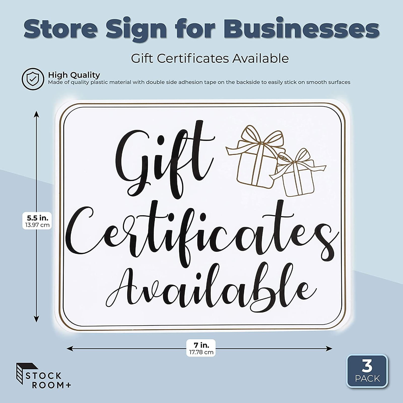 Gift Certificates Available ~ Retail Store Business Sign 