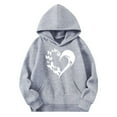 thumbnail image 5 of Sriper Affordable Girls' Hoodie, Heart Graphic Fleece Sweatshirt, Long Sleeve Pullover, Winter Kids Fashion, Camp Gifts, Camisas para Niñas, Budget Friendly 5 14T Size Gray 7 Years, 5 of 5