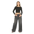 thumbnail image 2 of Forever 21 Women's Low Rise Baggy Fit Jeans with Side Stripes and Bow Accents, Sizes 0-14, 2 of 5