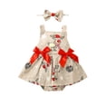 thumbnail image 1 of Bagilaanoe Newborn Baby Girl Christmas Rompers Dress Deer Print Sleeveless Bodysuit + Headband 6M 12M 18M 24M 3T One Piece Jumpsuit, 1 of 9