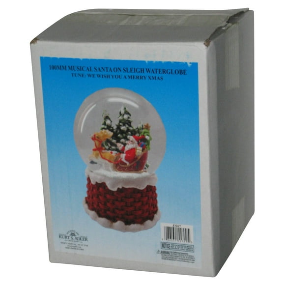 Kurt S. Adler 100MM Musical Santa on Sleigh Merry Christmas Water Globe