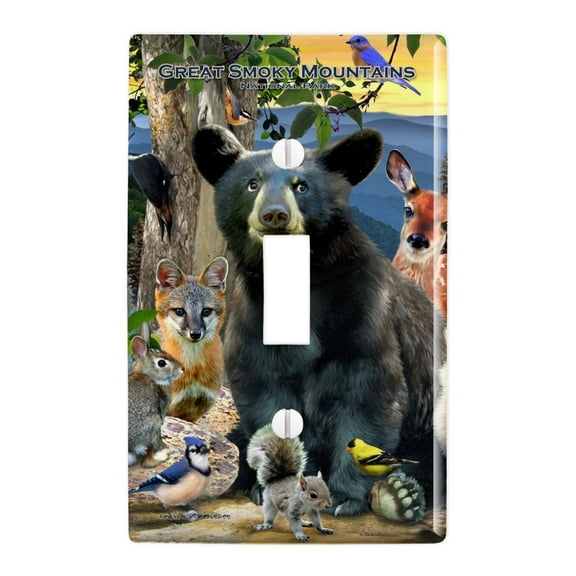 Great Smoky Mountains National Park Animals North Carolina Tennessee Plastic Wall Decor Toggle Light Switch Plate Cover
