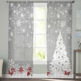 thumbnail image 3 of Grey Christmas Sheer Curtains 63 Inch Length 2 Panels Set, Semi Transparent Voile Rod Pocket Curtains for Living Dining Room Bedroom Drapes Snowflake Winter Xmas Tree, 3 of 8