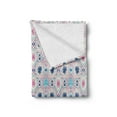 thumbnail image 2 of Abstract Soft Flannel Fleece Throw Blanket, Ornamental Hearts and Polka Dots Dashes Arching Streaks, Cozy Plush for Indoor and Outdoor Use, 50" x 60", Sky Blue Pink, by Ambesonne, 2 of 5