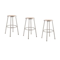 National Public Seating (3 Pack) NPS® 30" Heavy Duty Steel Stool, Grey