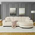 thumbnail image 6 of , L-Shaped Modular Convertible Sofa ,The arc-shaped footstool can be placed freely on the left and right-Beige, 6 of 9