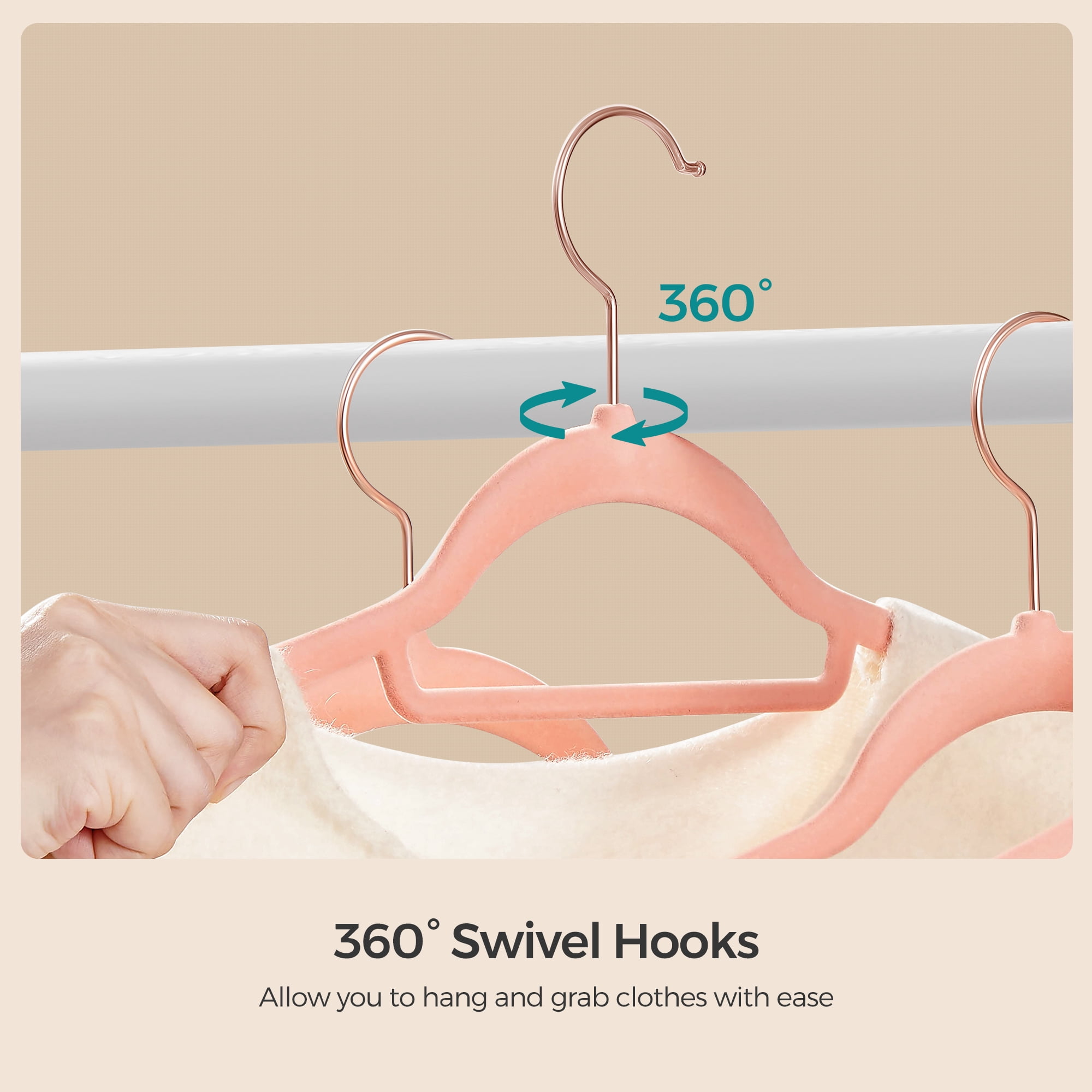 50 Pack Velvet Hangers Coat Hanger with Swivel Hook Non-Slip for Coat Shirt Dress Pants Light Pink