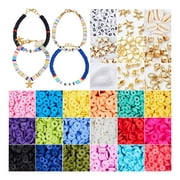 4800pcs Clay Flat Beads Colorful Polymer Clay Beads Household Round Clay Spacer Beads with Storage Box for Bracelet Necklace Earring