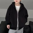 thumbnail image 2 of YDFCWXW Boys Zip Up Hooded Sweatshirts with Pockets Fall Outfits 2026 | Lightweight Oversized Hooded Sweatshirts, Featuring a Full Zip Design and Pockets for Daily Wear (Black, 13-14 Years), 2 of 6
