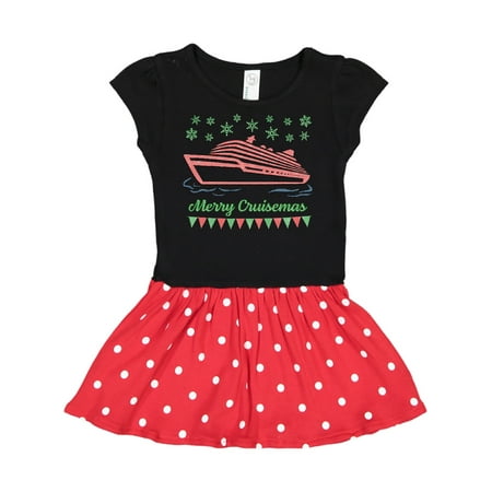 

Inktastic Merry Cruisemas Cruise Ship with Snowflakes and Stars Gift Toddler Girl Dress