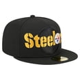 thumbnail image 3 of Men's New Era  Black Pittsburgh Steelers Overlap Wordmark 59FIFTY Fitted Hat, 3 of 5