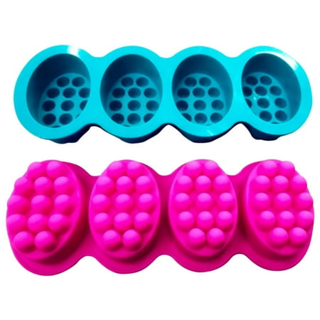 

Silicone Soap Mold 4 Cavities Ellipse Massage Brush Shape Aromatherapy Wax Mould Cake Baking Mold