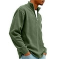 thumbnail image 4 of Mens Corduroy Quarter Zip Pullover Mock Neck Long Sleeve Sweatshirt Casual Loose Fall Top Army Green 3XL, 4 of 6