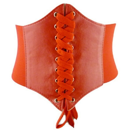 

Woshilaocai Women Wide Corset Tie High Waist Shaping Belt Slim Shape Red