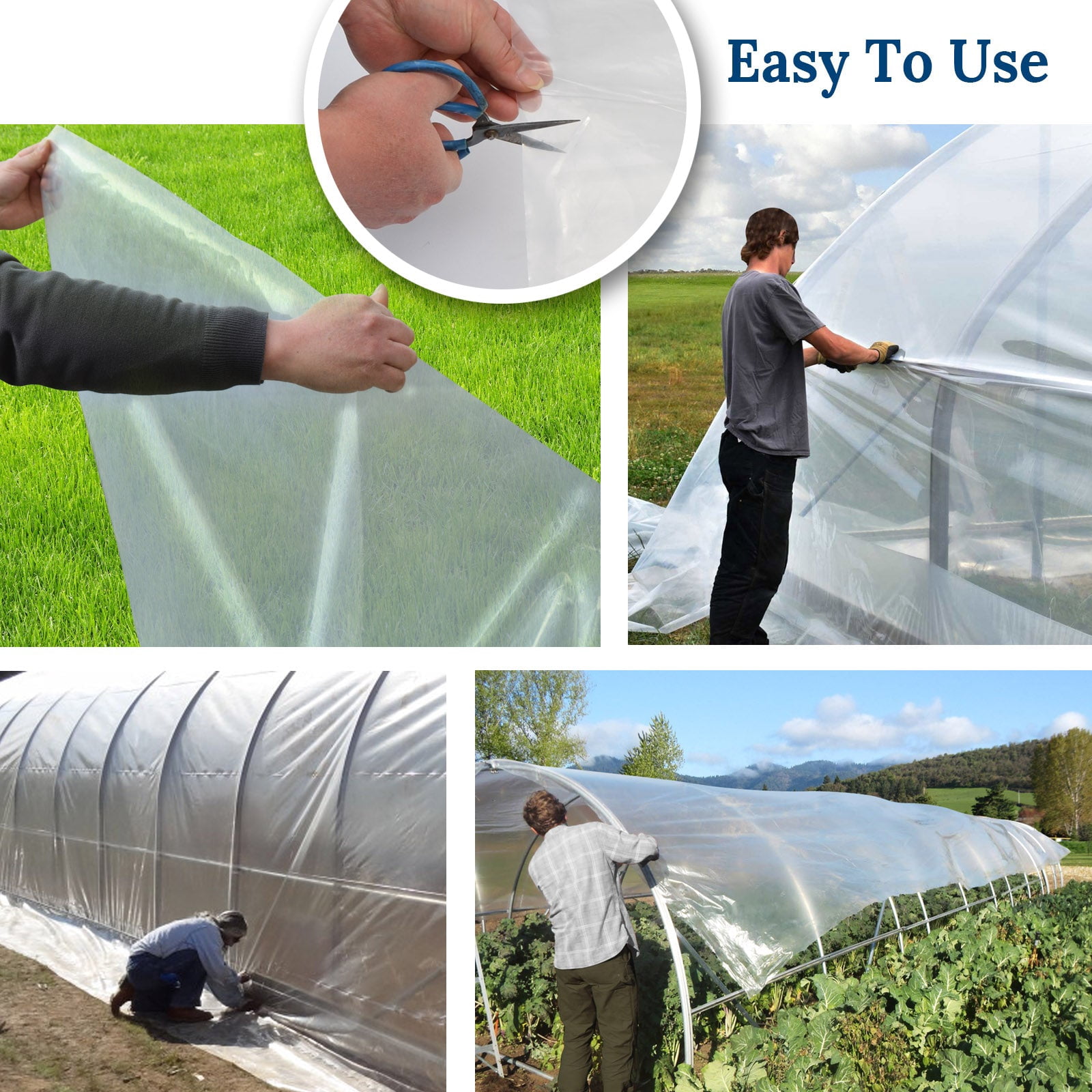 SUNRISEUMBRELLA 12x25 ft Greenhouse Clear Plastic Film 6mil Transparent Polyethylene Covering