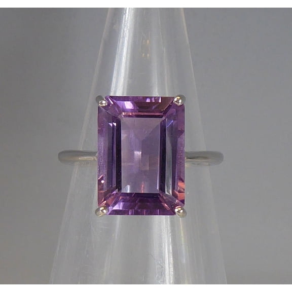 natural amethyst ring purple gemstone promise ring cushion cut February birthstone ring silver ring