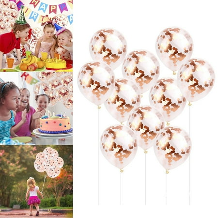 Rose Gold Confetti Balloons 12 Inch Clear Latex Balloon Wedding 1st Birthday Xmas Party Baby Shower Hen Decor Kids Fun (Best Return Gift For First Birthday Party)