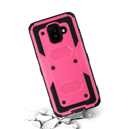 GoldCherry for Samsung Galaxy A6 Case, Built in [Screen Protector] [Full Body] [Heavy Duty Protection ] Shock Reduction/Bumper Phone Case Cover for Samsung Galaxy A6 2018(Pink)
