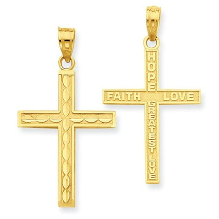 14k Yellow Gold Reversible Cross Pendant