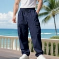 thumbnail image 4 of Qulqfy Mens Stretch Pants Cargo Baggy Elastic Waist Blue Chinos Holiday Straight Leg Twill Pants Pants for Men 3XL, 4 of 9